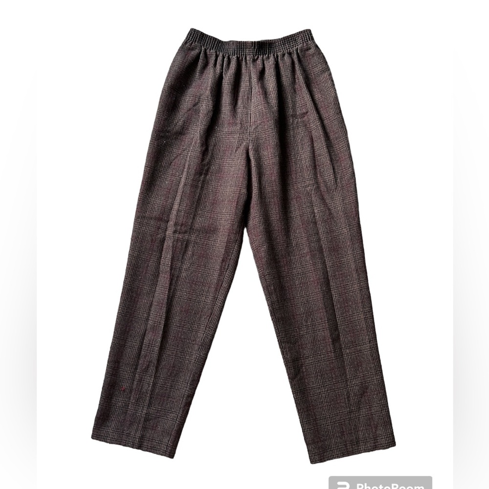 Vintage Brown Plaid Ankle Pants